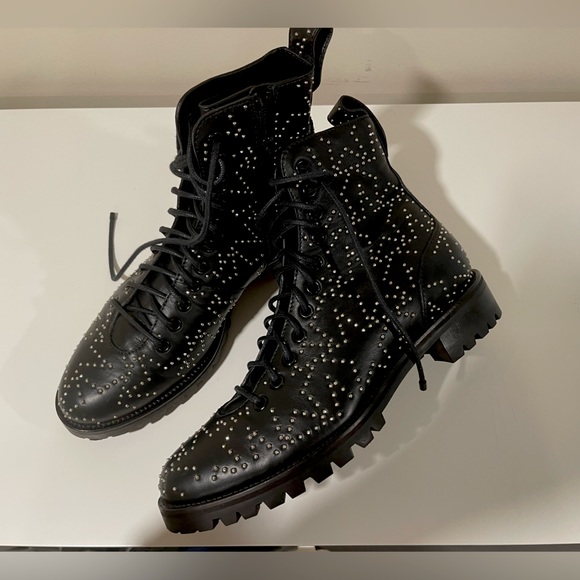 Jimmy Choo Leather Star Cruz Combat Boots - Picture 8 of 8